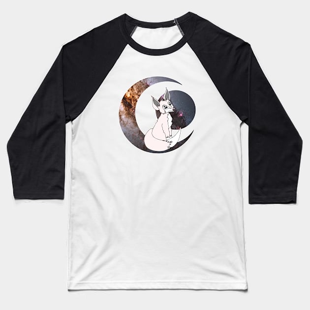 Lunar Fox Double Exposure Baseball T-Shirt by euglenii